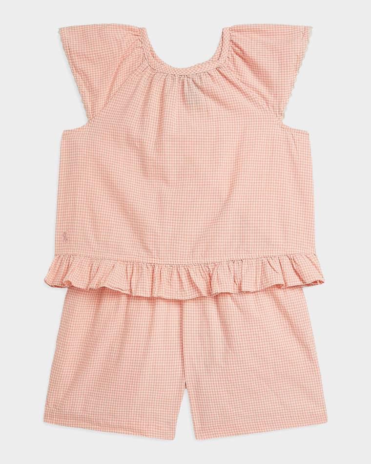 Girl's Gingham Cotton Madras Top & Short Set, Size 2-6X by POLO RALPH LAUREN