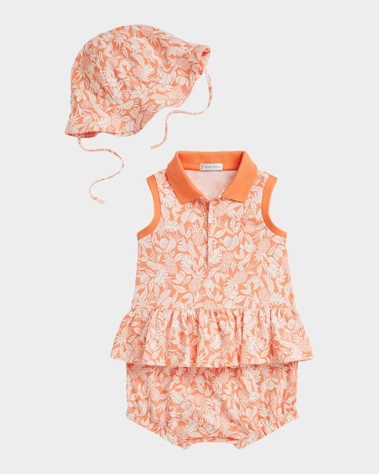 Girl's Mesh Polo Shirt, Bloomers & Hat Three-Piece Set, Size 3M-24M by POLO RALPH LAUREN