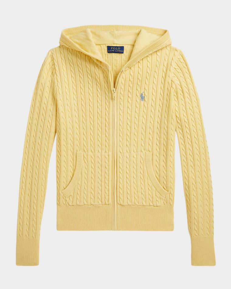 Girl's Mini-Cable Cotton Full-Zip Hoodie, S-XL by POLO RALPH LAUREN