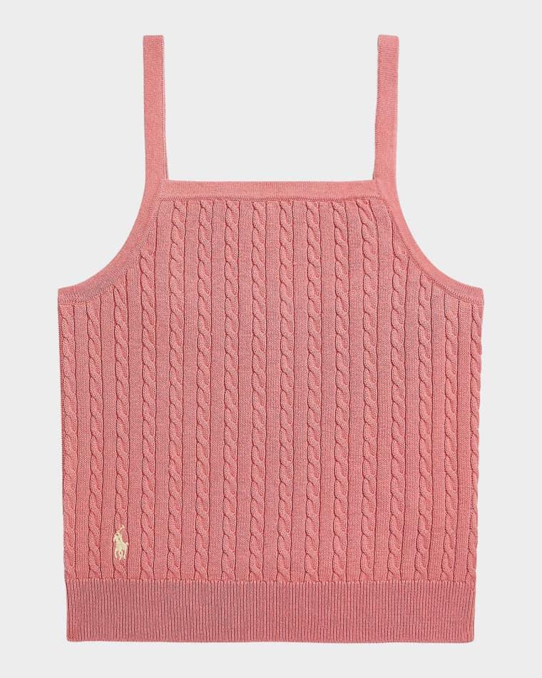 Girl's Mini-Cable Cotton Tank Top, Size S-XL by POLO RALPH LAUREN