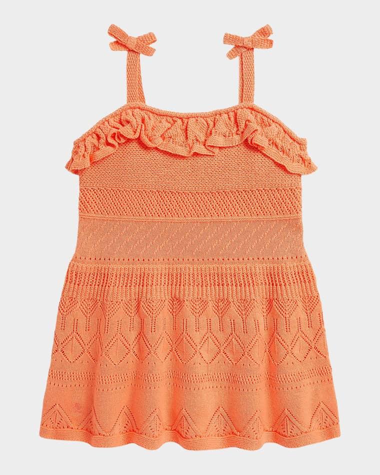 Girl's Pointelle Knit Cotton Sweater Dress, Size 3M-24M by POLO RALPH LAUREN