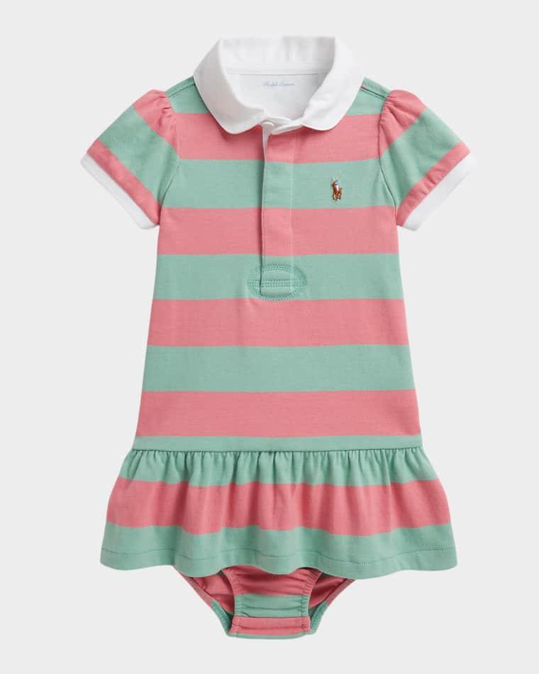 Girl's Striped Cotton Rugby Dress & Bloomers Set, Size 3M-24M by POLO RALPH LAUREN