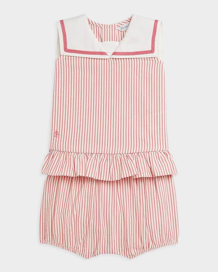 Girl's Striped Madras Sailor Top & Bloomers Set, Size 3M-24M by POLO RALPH LAUREN