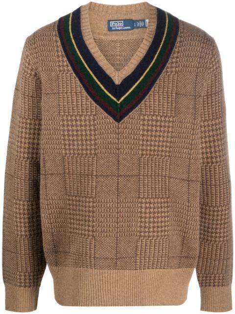 Glen plaid check-pattern wool jumper by POLO RALPH LAUREN