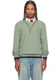 Green 'The Iconic Cable-Knit' Cashmere Sweater by POLO RALPH LAUREN