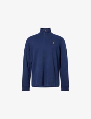 Half-Zip Logo-Embroidered Cotton-Jersey Sweatshirt by POLO RALPH LAUREN