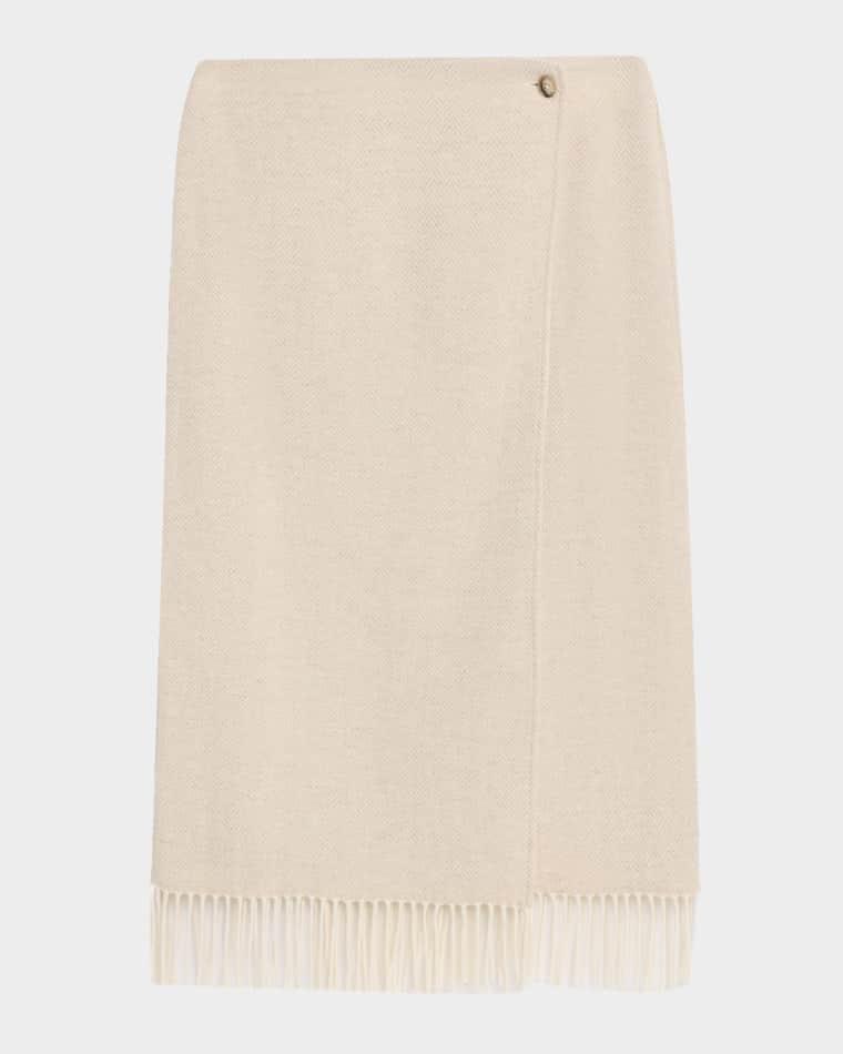 Herringbone Wool Fringe Pencil Skirt by POLO RALPH LAUREN