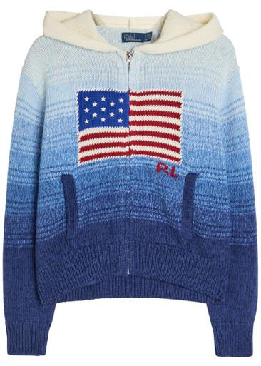 Hooded intarsia cotton jumper by POLO RALPH LAUREN