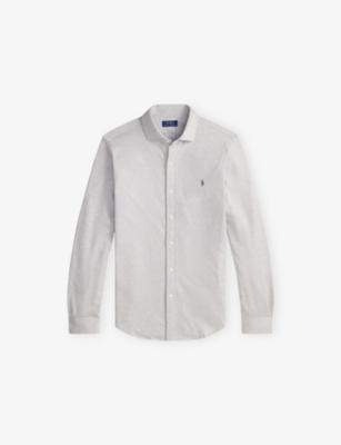 Houndstooth Logo-Embroidered Cotton-Jersey Shirt by POLO RALPH LAUREN