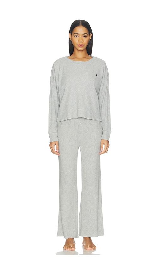 Polo Ralph Lauren Intimates Crew Neck Wide Leg Pant Set in Grey by POLO RALPH LAUREN INTIMATES
