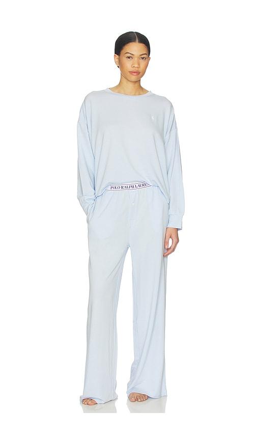 Polo Ralph Lauren Intimates Crew Neck & Wide Leg Pant Set in Blue by POLO RALPH LAUREN INTIMATES