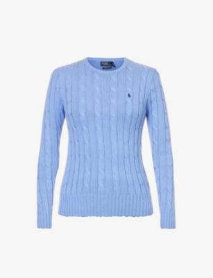 Julianna brand-embroidered cable-knit cotton top by POLO RALPH LAUREN