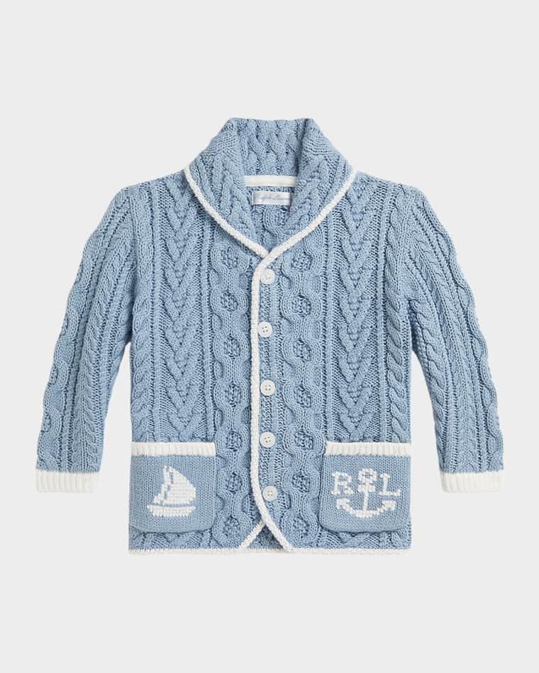 Kid's Cable-Knit Cotton Shawl Cardigan, Size 3M-24M by POLO RALPH LAUREN