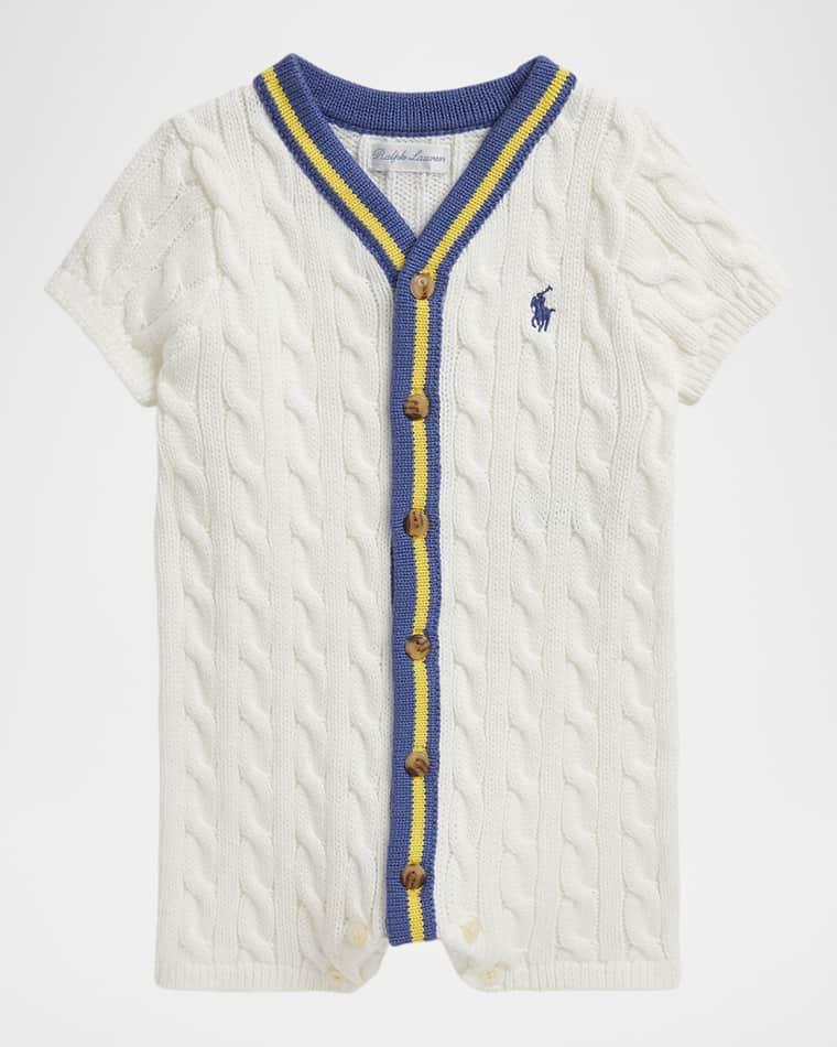 Kid's Cable-Knit Cotton Sweater Shortall, Size 3M-12M by POLO RALPH LAUREN