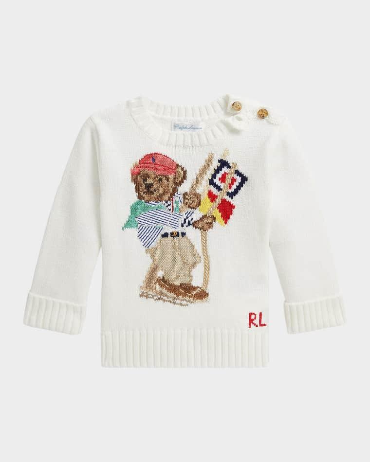 Kid's Sailing Polo Bear Cotton Sweater, Size 3M-24M by POLO RALPH LAUREN