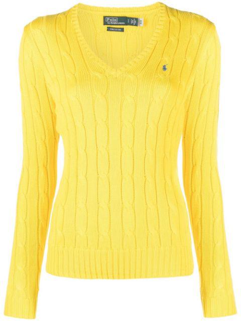 Kimberly cable knit V-neck jumper by POLO RALPH LAUREN