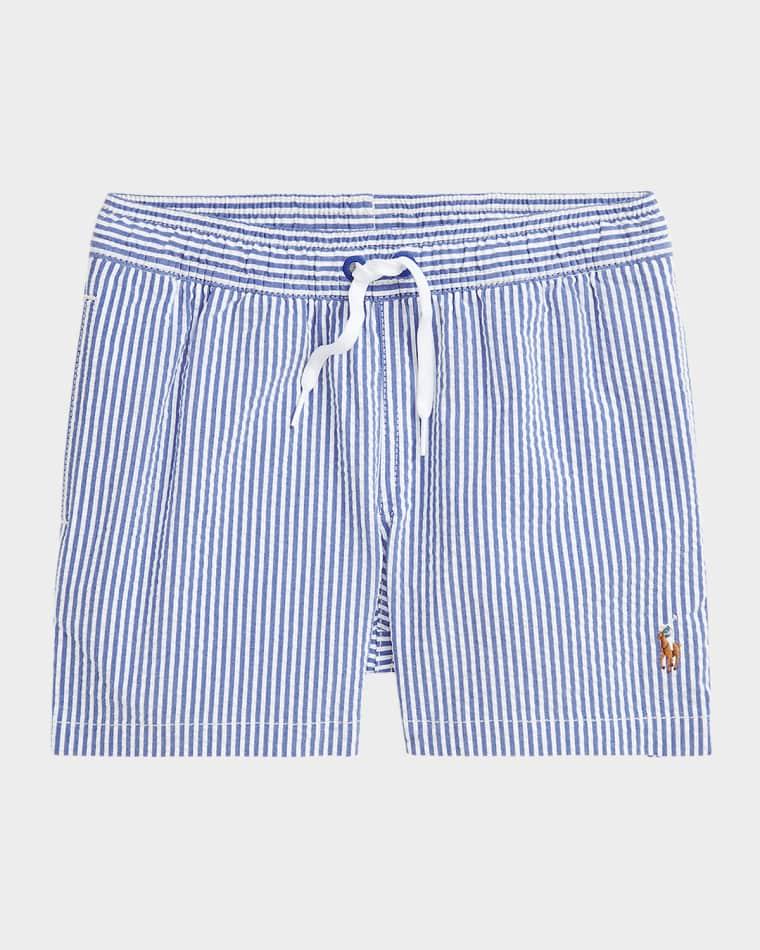 Little Boy's & Boy's Traveler Stretch Seersucker Swim Trunk by POLO RALPH LAUREN