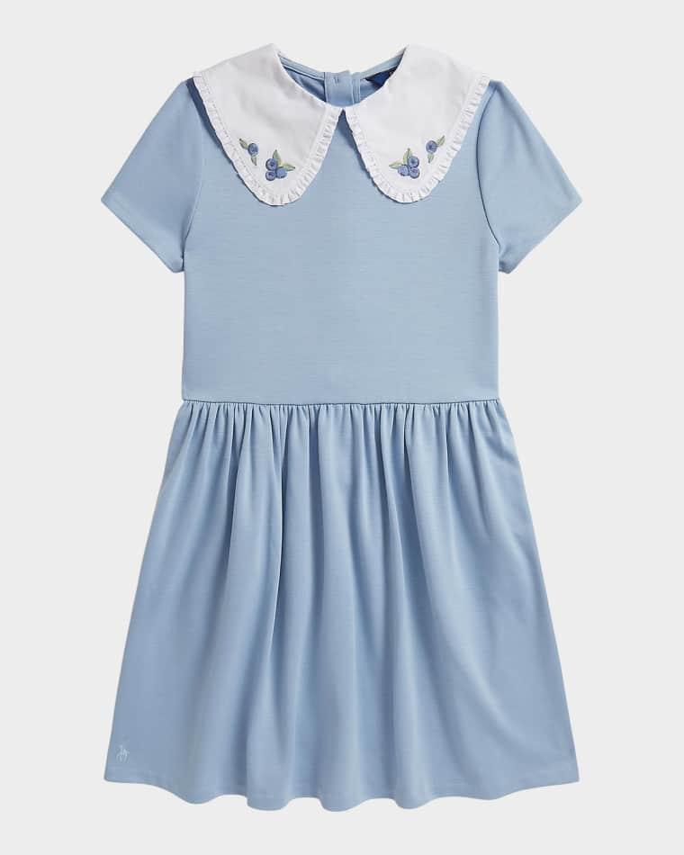 Little Girl's & Girl's Blueberry-Collar Stretch Ponte Dress by POLO RALPH LAUREN