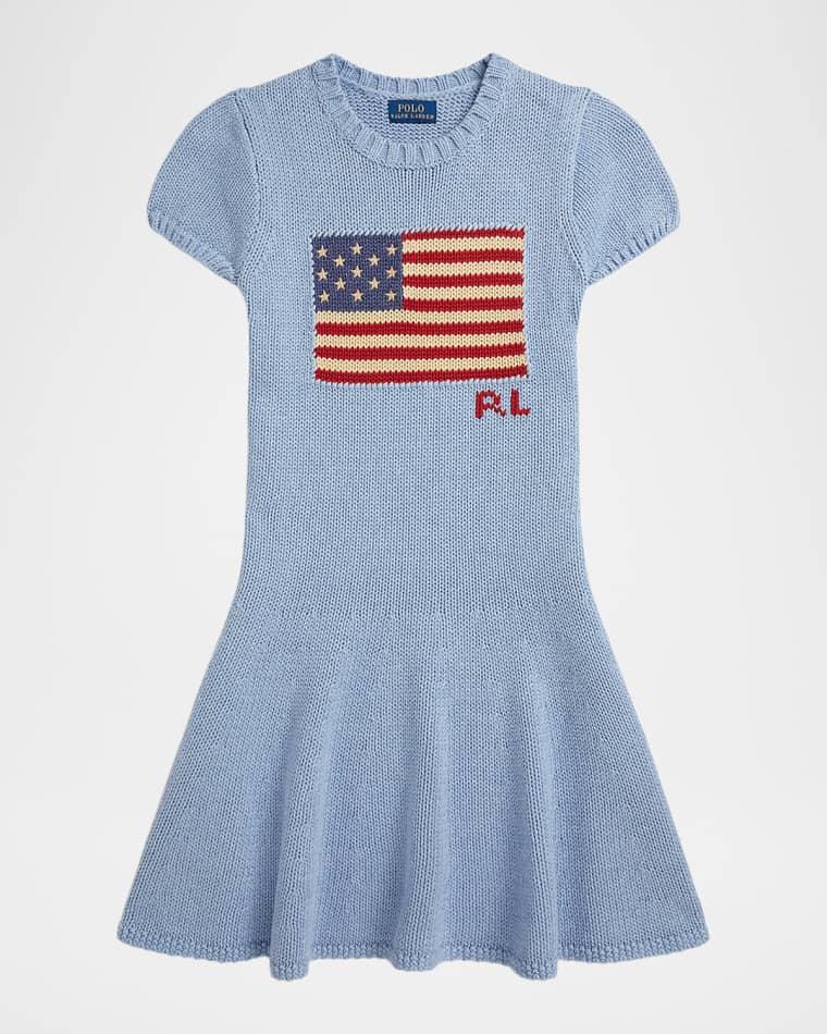 Little Girl's & Girl's Flag-Intarsia Cotton Sweater Dress by POLO RALPH LAUREN