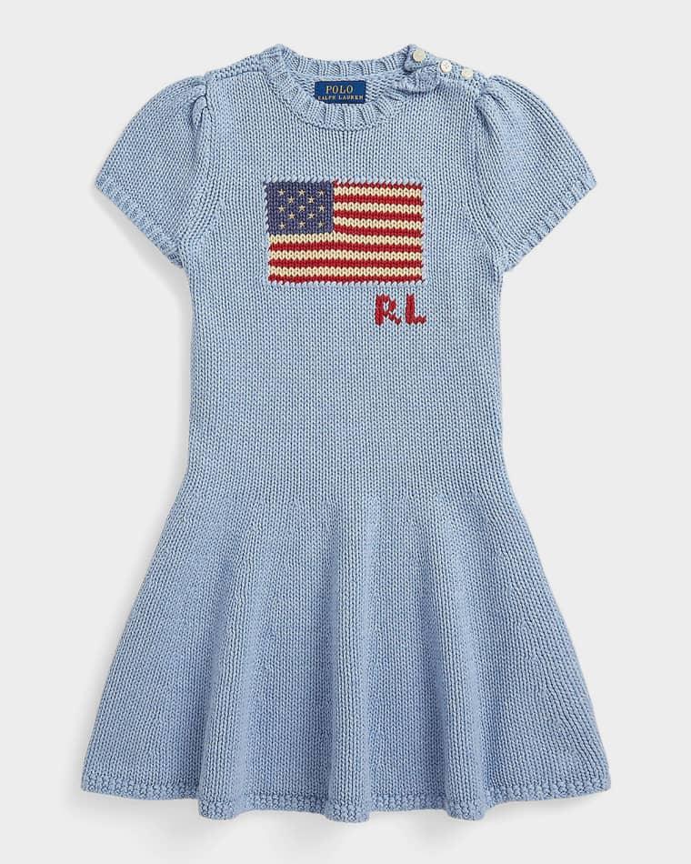 Little Girl's & Girl's Flag-Intarsia Cotton Sweater Dress by POLO RALPH LAUREN