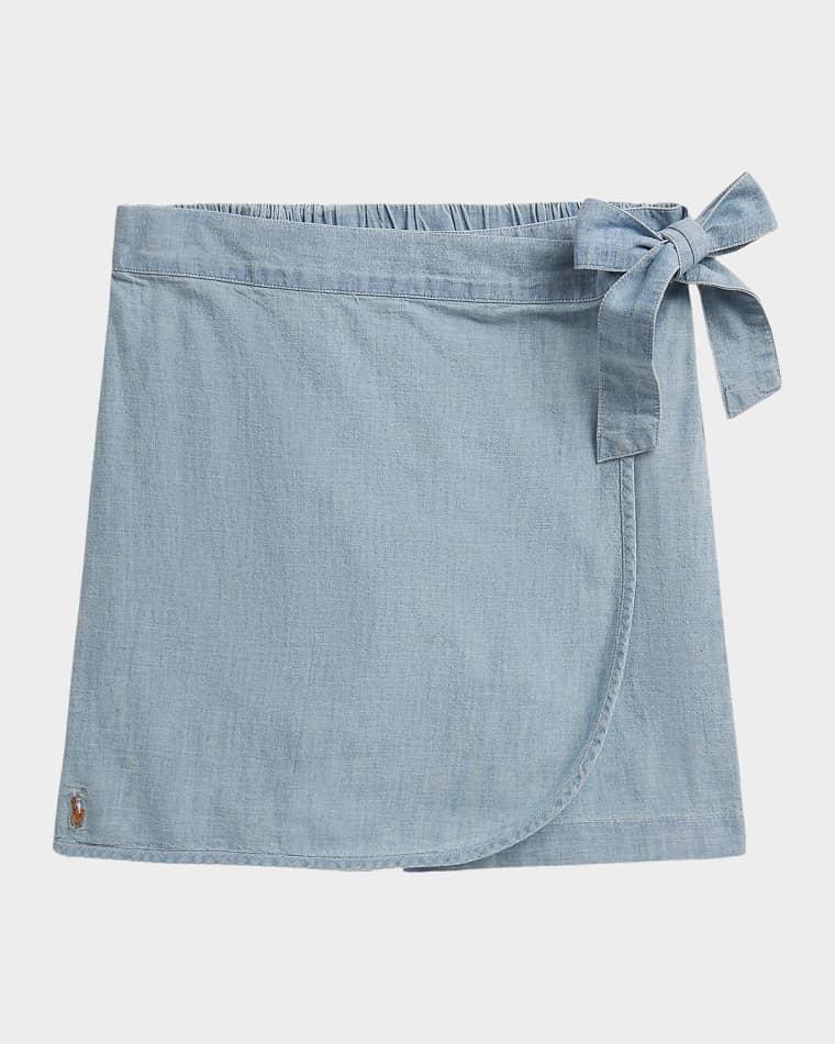 Little Girl's & Girl's Indigo Chambray Wrap Skort by POLO RALPH LAUREN