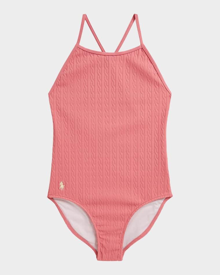Little Girl's & Girl's Mini-Cable Jacquard One-Piece Swimsuit by POLO RALPH LAUREN