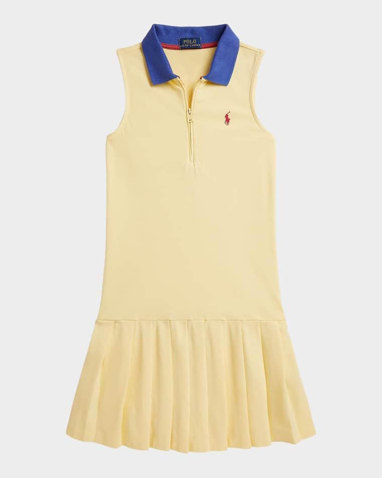 Little Girl's & Girl's Pleated Mesh Quarter-Zip Polo Dress by POLO RALPH LAUREN