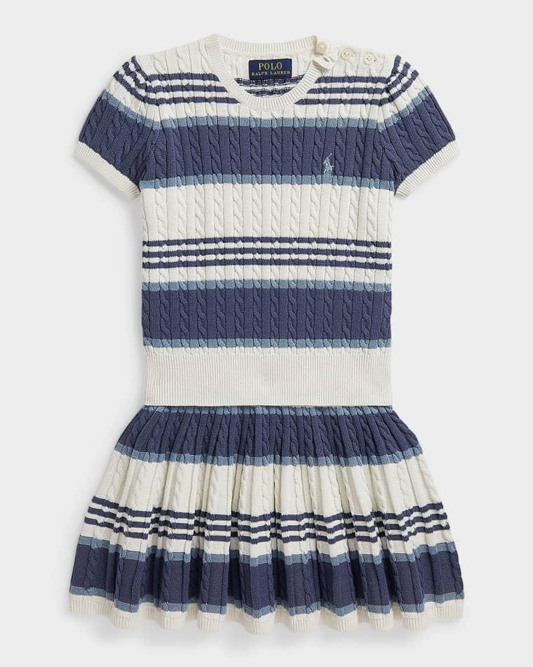 Little Girl's & Girl's Striped Cable Cotton Sweater & Skirt by POLO RALPH LAUREN
