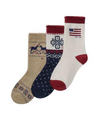 Little and Big Girls' Holiday Americana Socks, 3-Pack Set by POLO RALPH LAUREN