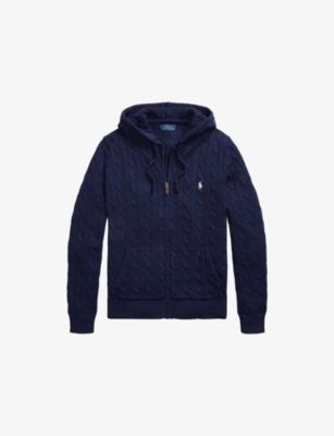 Logo-Embroidered Cable-Knit Cotton Hoody by POLO RALPH LAUREN