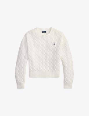 Logo-Embroidered Cable-Knit Cotton Jumper by POLO RALPH LAUREN