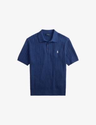 Logo-Embroidered Cable-Knit Cotton Polo Shirt by POLO RALPH LAUREN Logo-Embroidered Cable-Knit Cotton Polo Shirt by POLO RALPH LAUREN