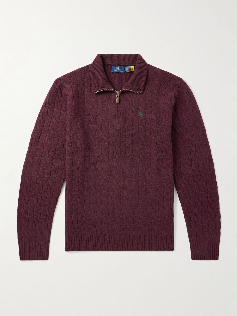 Logo-Embroidered Cable-Knit Wool and Cashmere-Blend Half-Zip Sweater by POLO RALPH LAUREN