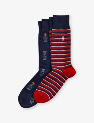 Logo-Embroidered Pack-Of-Two Stretch Cotton-Blend Crew Socks by POLO RALPH LAUREN