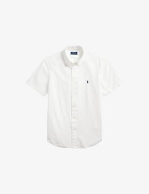 Logo-Embroidered Short-Sleeved Cotton-Seersucker Shirt by POLO RALPH LAUREN
