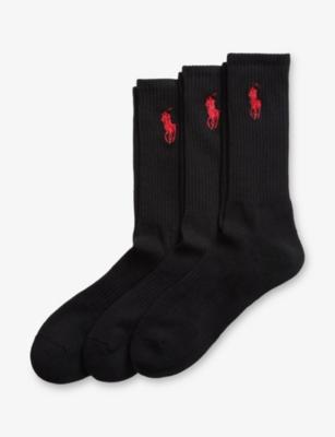 Logo-Embroidered Stretch Cotton-Blend Crew Socks Pack of Three by POLO RALPH LAUREN