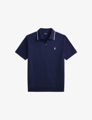 Logo-Embroidered Tipped Zip-Up Cotton Polo Shirt by POLO RALPH LAUREN