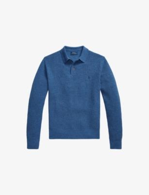 Logo-Embroidered Waffle-Knit Wool And Cotton-Blend Polo Jumper by POLO RALPH LAUREN Logo-Embroidered Waffle-Knit Wool And Cotton-Blend Polo Jumper by POLO RALPH LAUREN