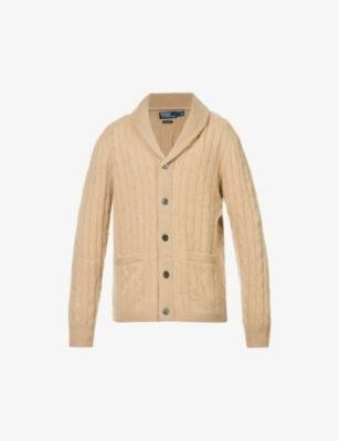 Logo-embroidered cable-knit cashmere cardigan by POLO RALPH LAUREN