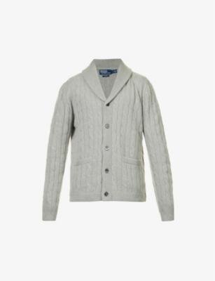 Logo-embroidered cable-knit cashmere cardigan by POLO RALPH LAUREN