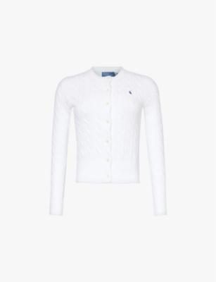 Logo-embroidered cable-knit cotton cardigan by POLO RALPH LAUREN