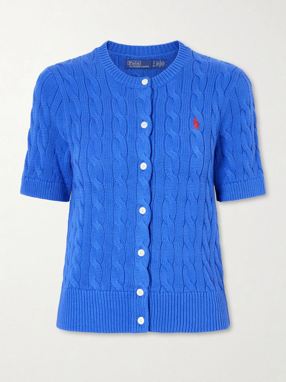 Logo-embroidered cable-knit cotton cardigan by POLO RALPH LAUREN
