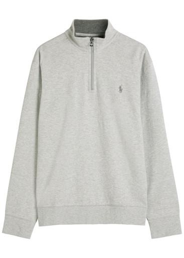 Logo-embroidered half-zip cotton-blend sweatshirt by POLO RALPH LAUREN