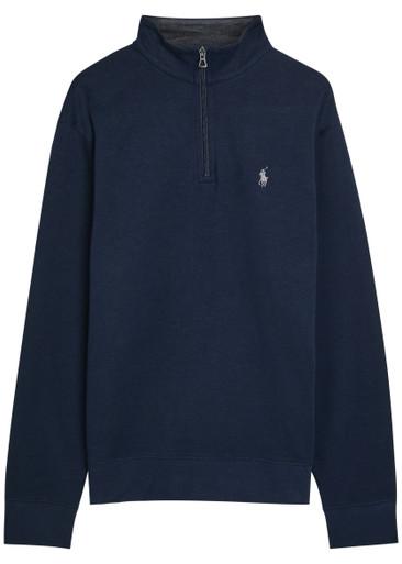 Logo-embroidered half-zip cotton-blend sweatshirt by POLO RALPH LAUREN Logo-embroidered half-zip cotton-blend sweatshirt by POLO RALPH LAUREN