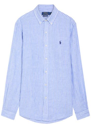 Logo-embroidered striped linen shirt by POLO RALPH LAUREN