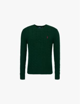 Logo-embroidery cable-knit wool and cashmere-blend knit jumper by POLO RALPH LAUREN