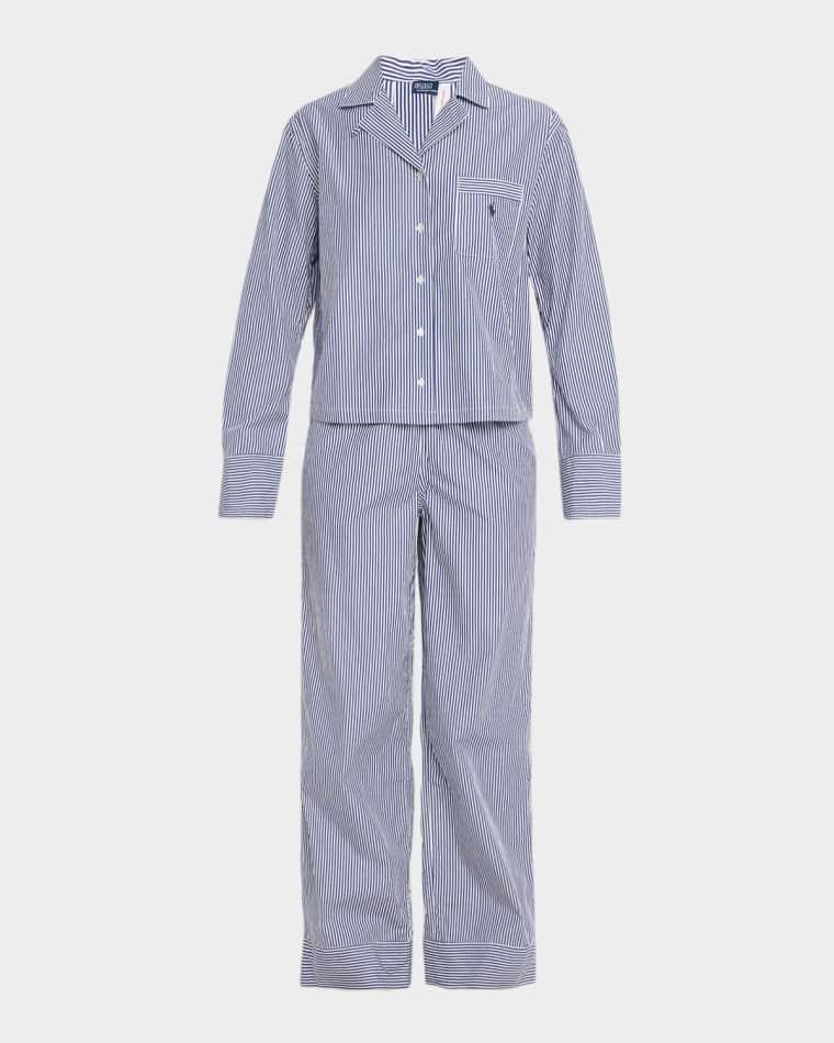 Long-Sleeve Striped Cotton Poplin Pajama Set by POLO RALPH LAUREN
