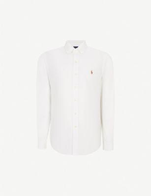 Long-sleeved button-down slim-fit cotton Oxford shirt by POLO RALPH LAUREN