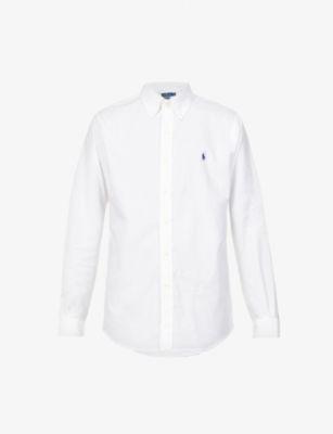 Long-sleeved logo-embroidered custom-fit stretch cotton-poplin shirt by POLO RALPH LAUREN