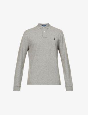 Long-sleeved logo-embroidered custom slim-fit cotton-piqué polo shirt by POLO RALPH LAUREN